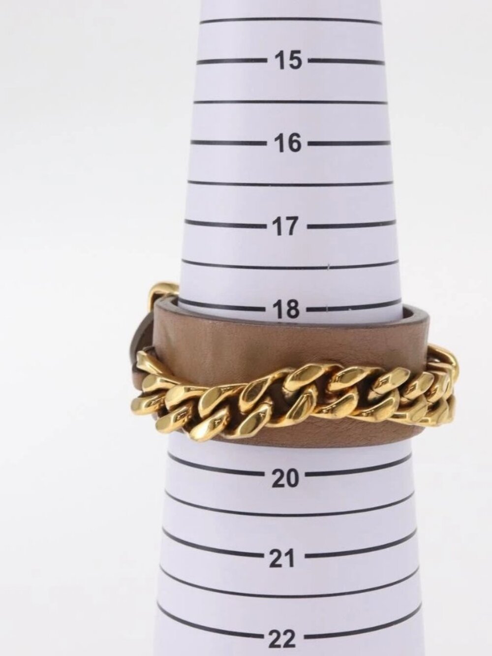 FENDI Bracelet Leather Beige Auth kk598